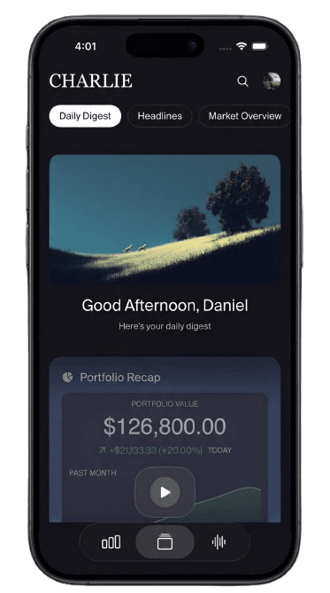 Charlie app portfolio view